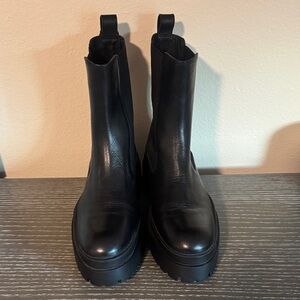 Zara Black Leather Ankle Boots